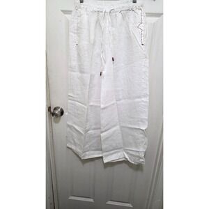 Mara Beach Festival White Elastic Waist Culottes Red Embroidered Pocket Detail L
